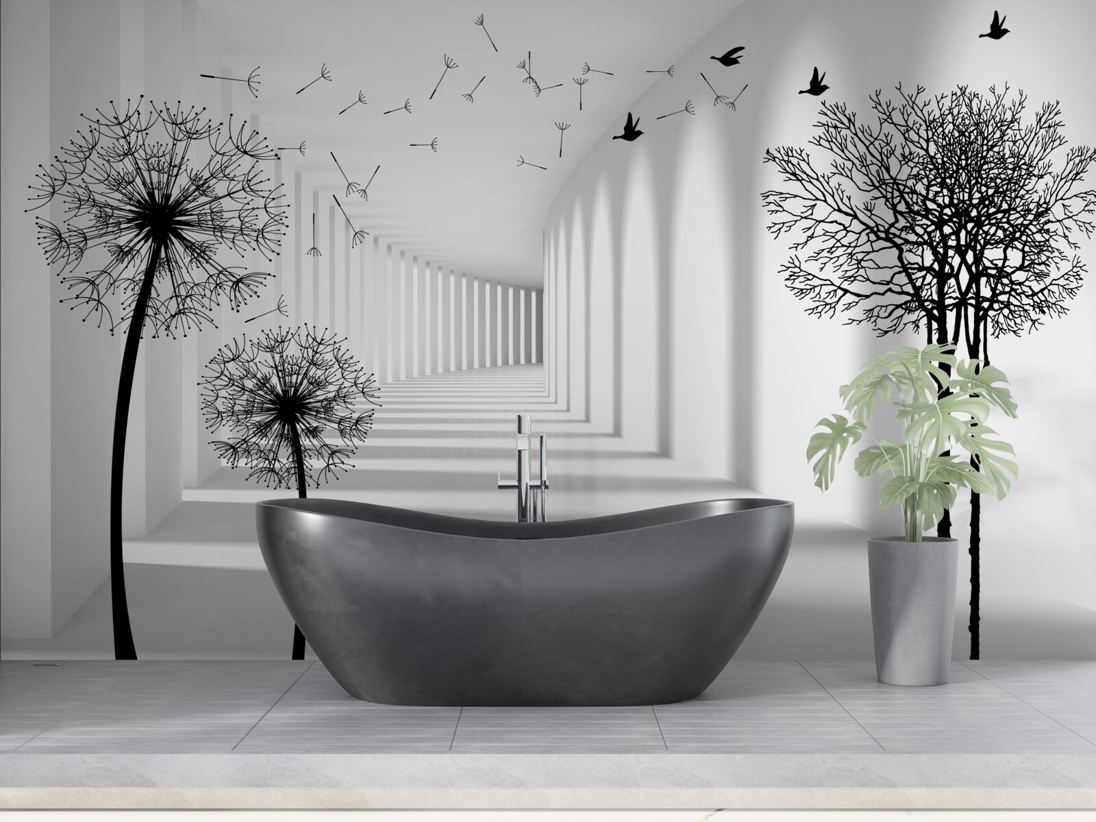 Fotobehang zwarte kuit en tunnel