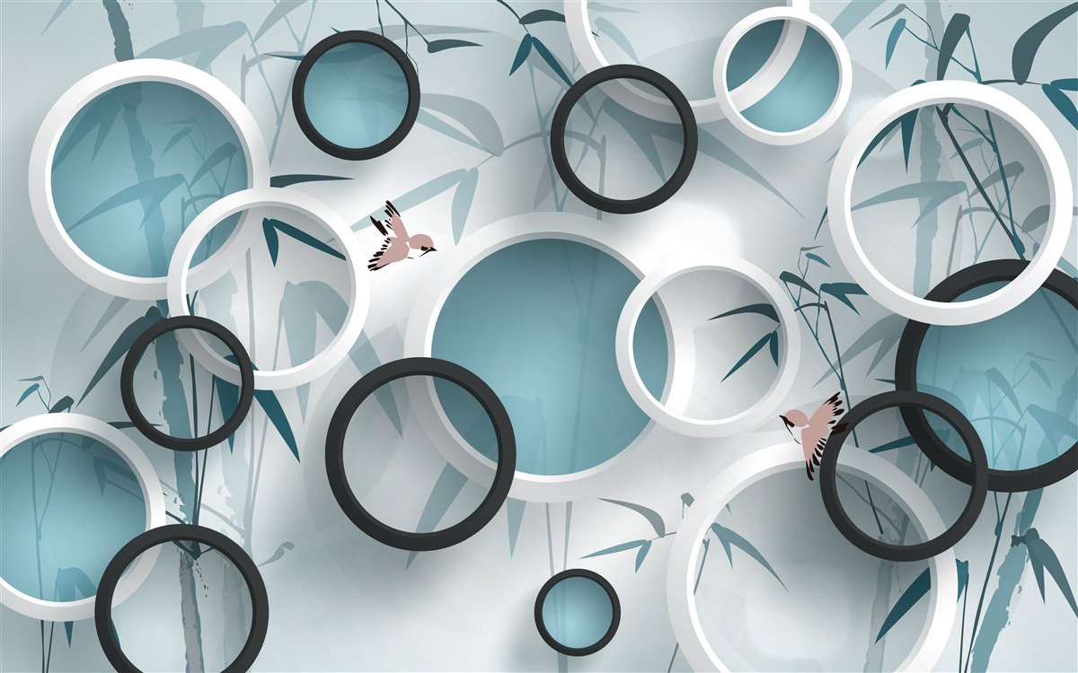 Fotobehang willekeurige patronen op de bladeren