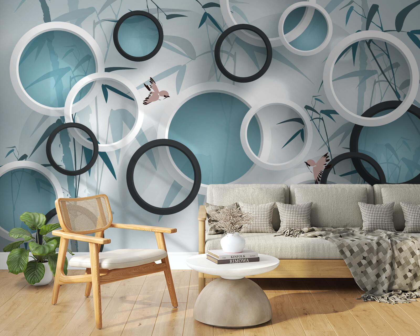 Fotobehang willekeurige patronen op de bladeren