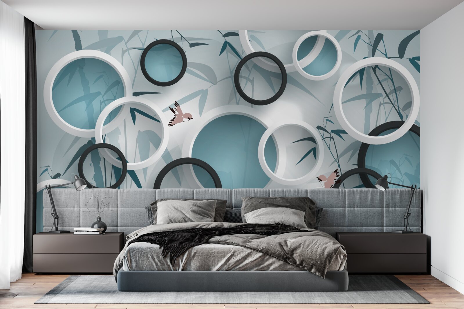 Fotobehang willekeurige patronen op de bladeren