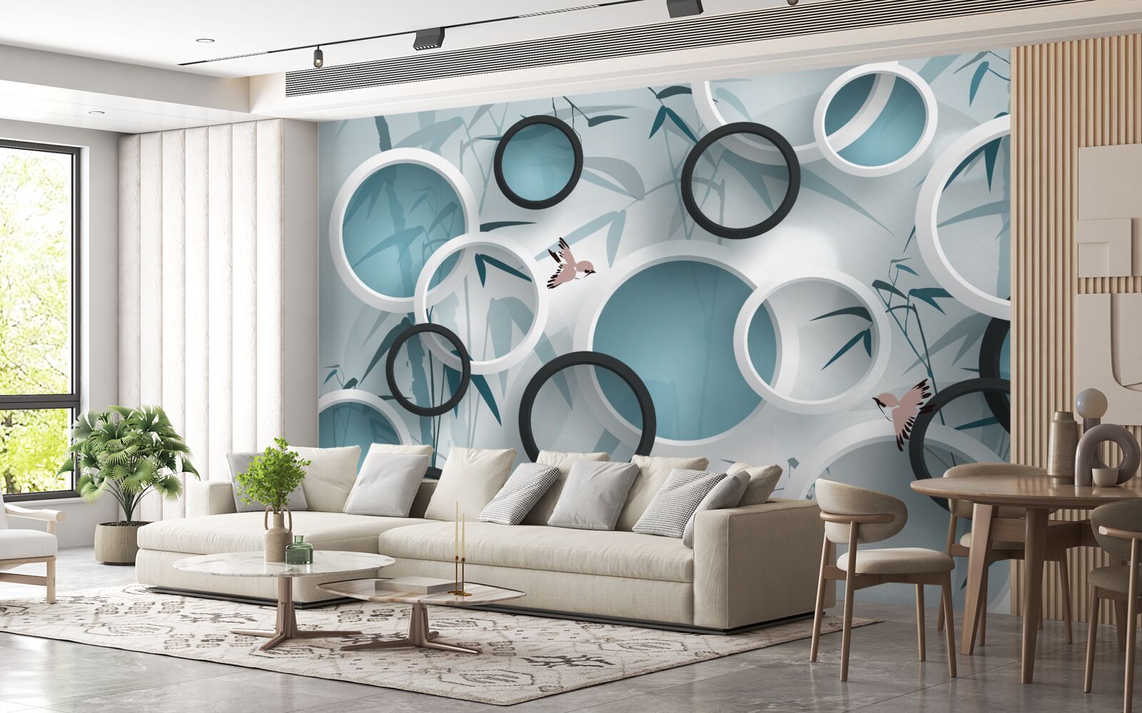 Fotobehang willekeurige patronen op de bladeren