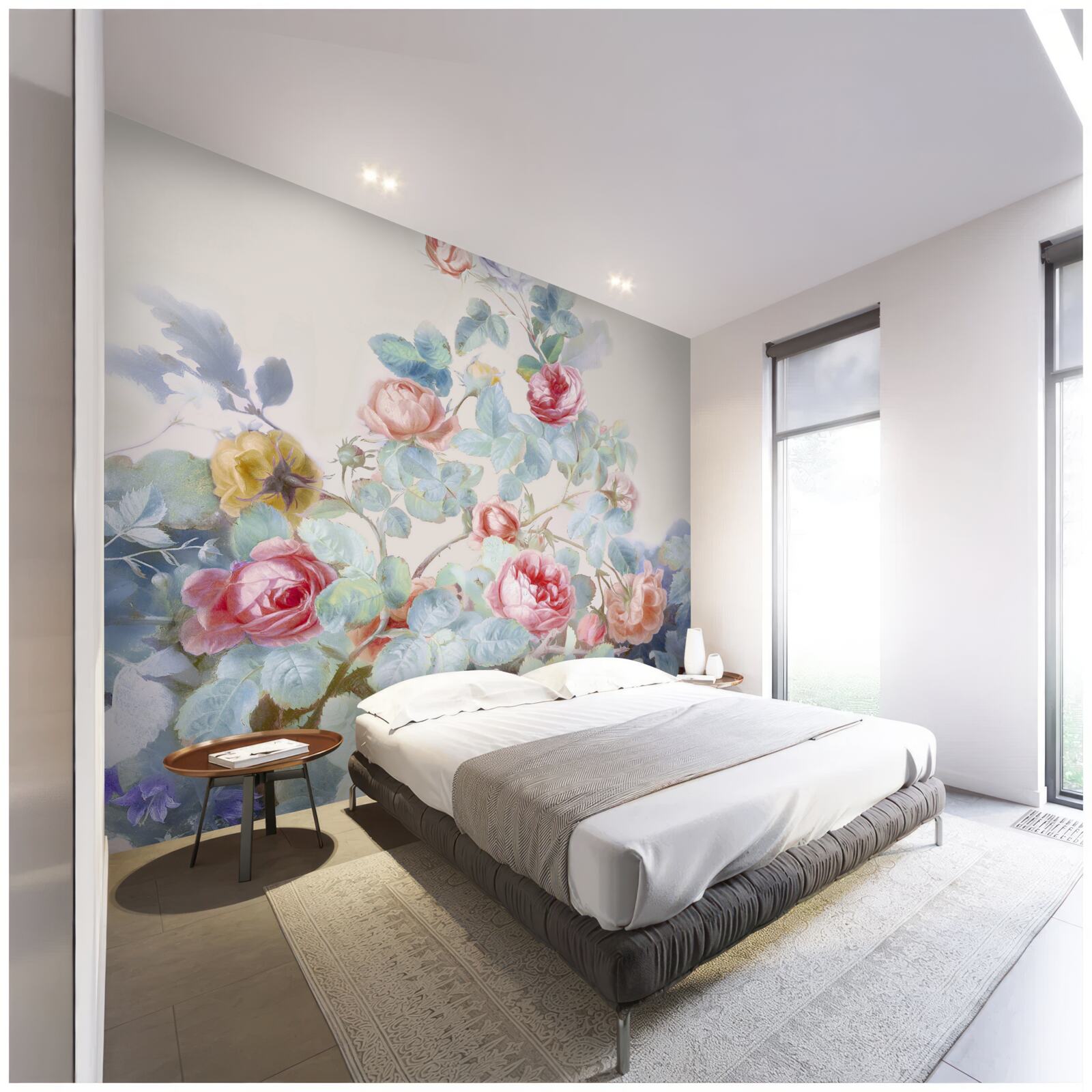 Fotobehang rozenknoppen geschilderd in aquarel