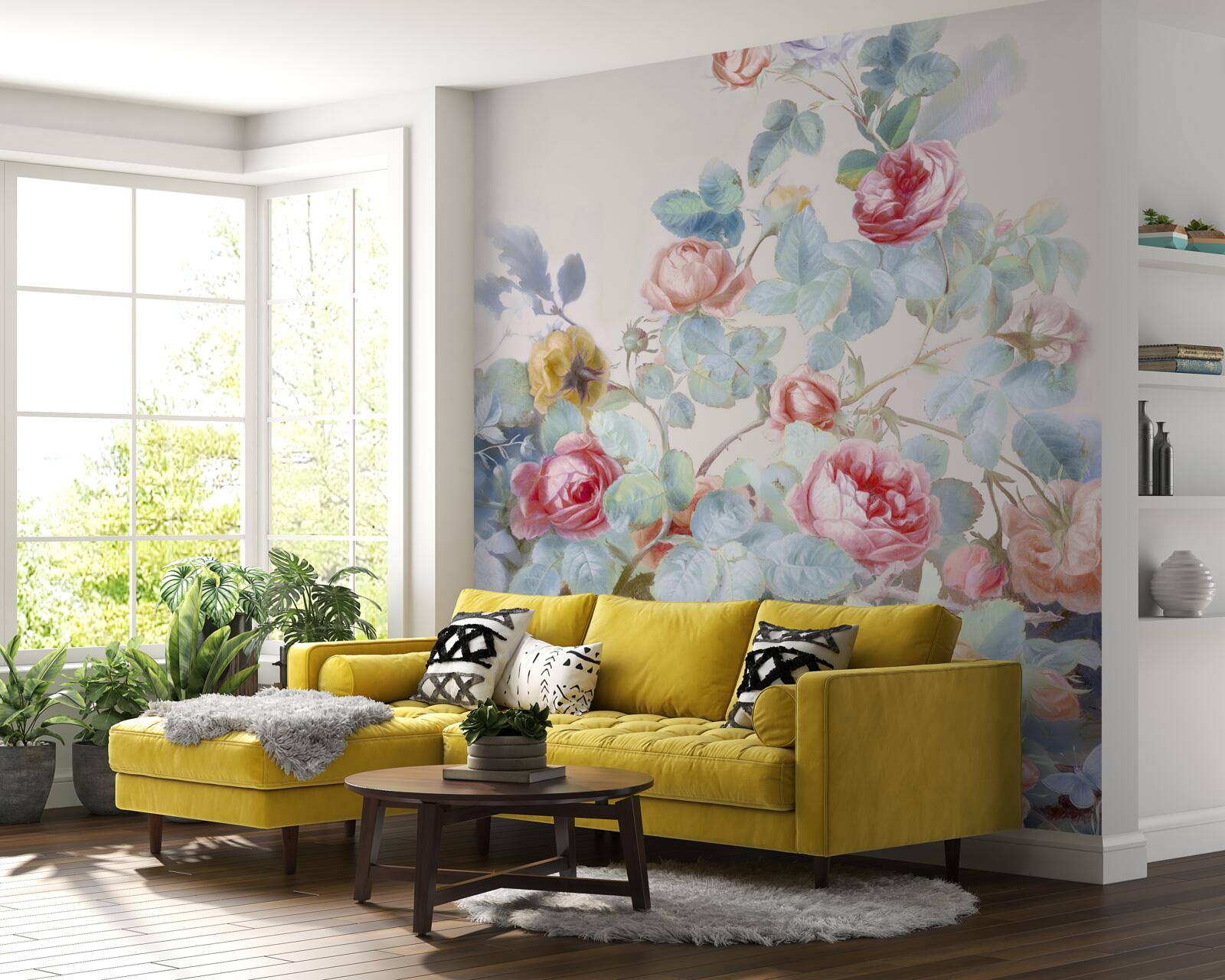 Fotobehang rozenknoppen geschilderd in aquarel