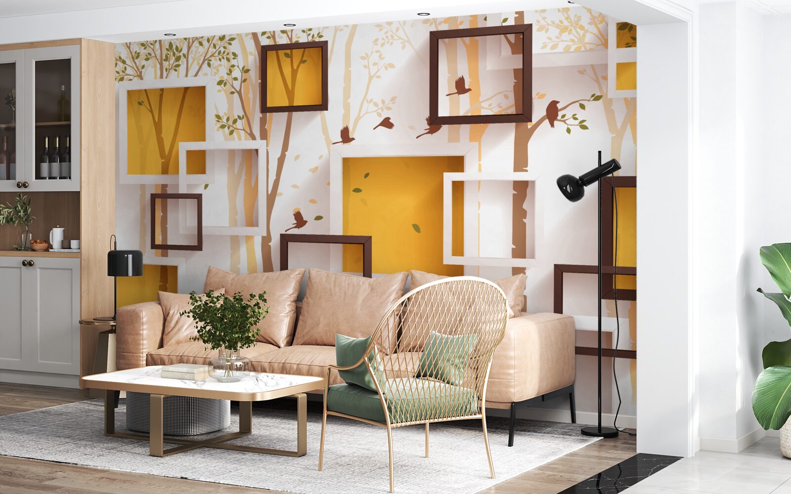 Fotobehang abstractie en geometrische vormen van de herfst