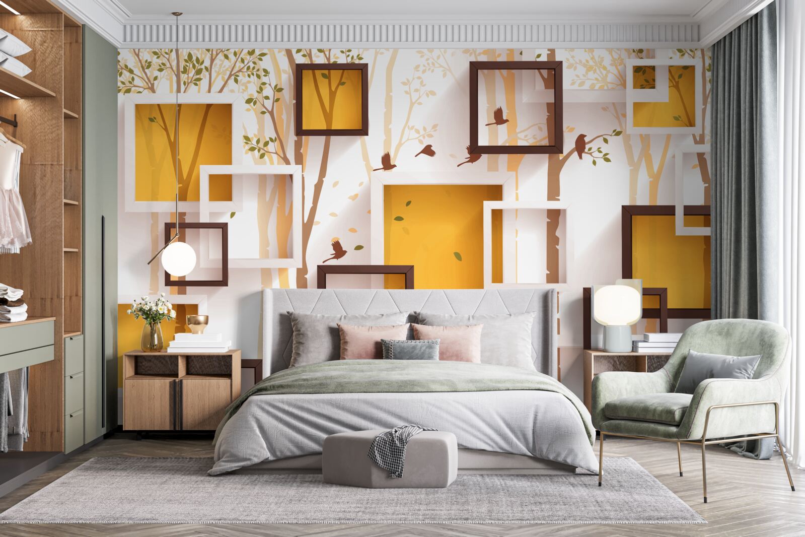 Fotobehang abstractie en geometrische vormen van de herfst