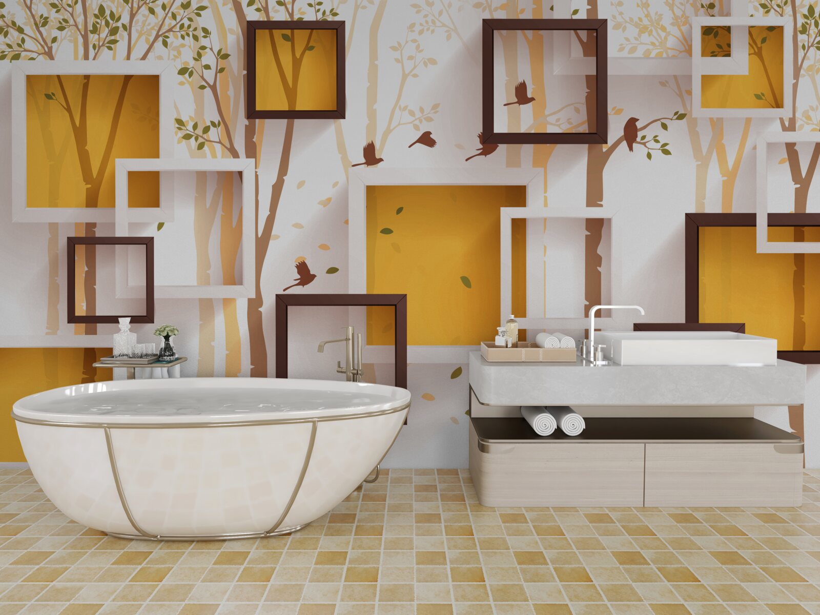 Fotobehang abstractie en geometrische vormen van de herfst