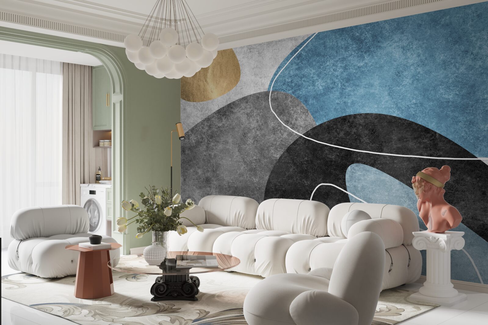 Fotobehang pasteltinten van marmer