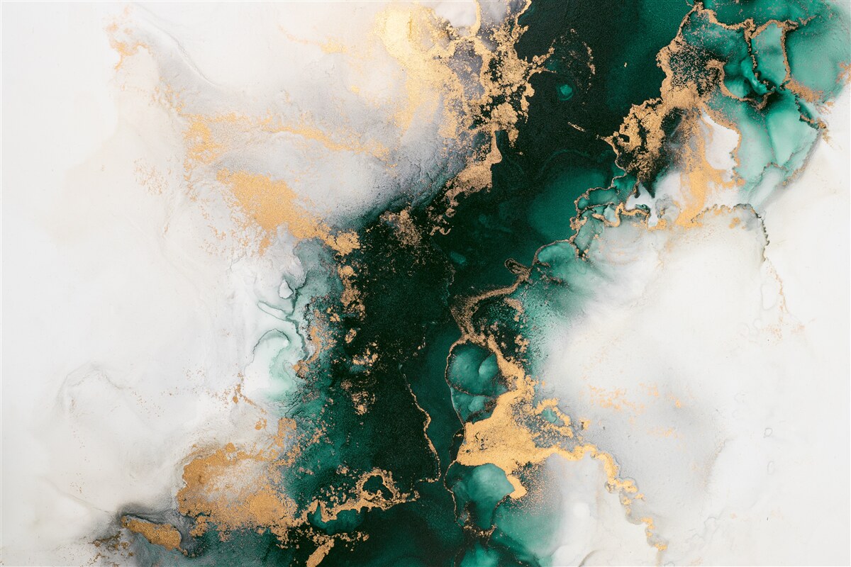 Fotobehang wit marmer met smaragdgroene tinten