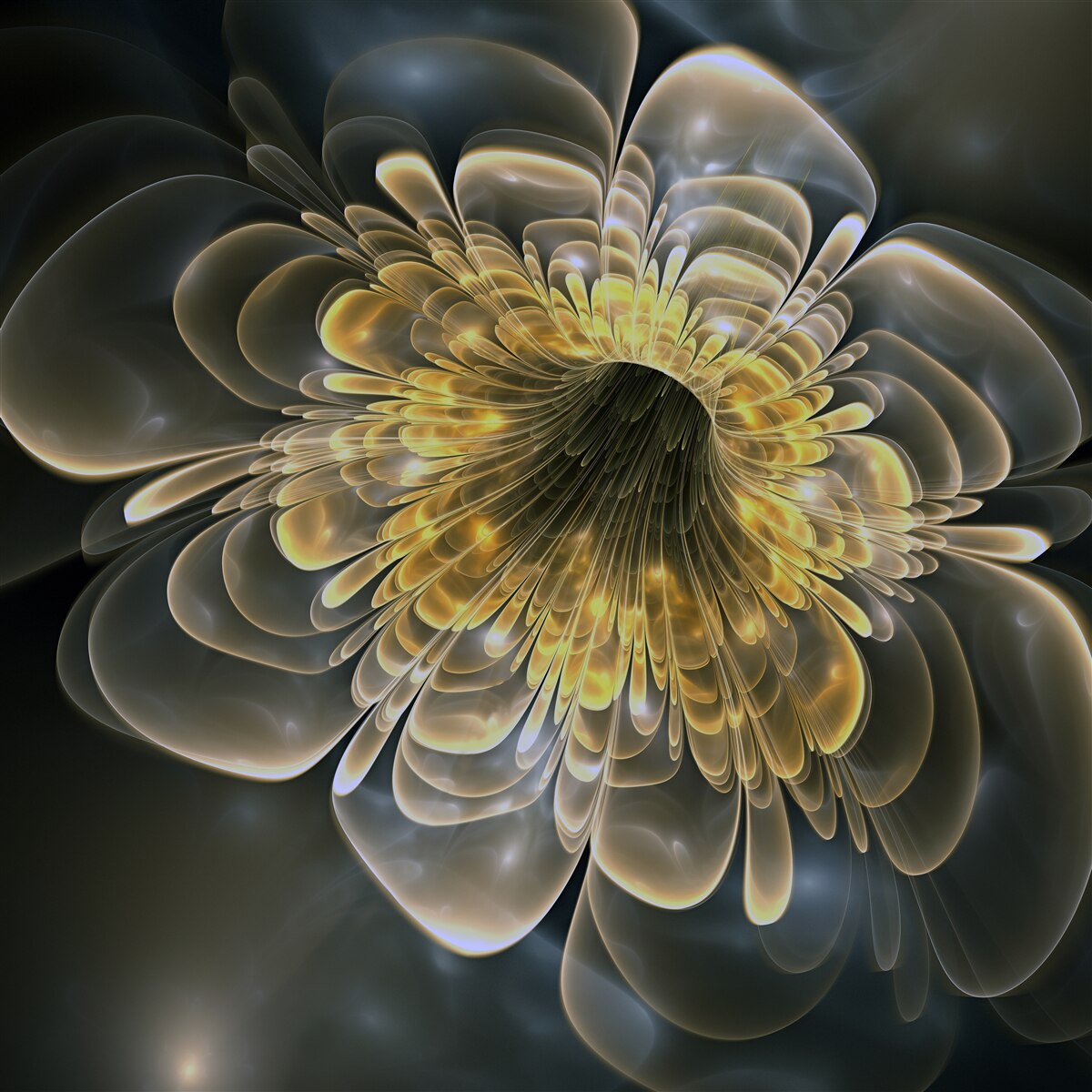 Fotobehang Gele bloem met een abstracte vorm