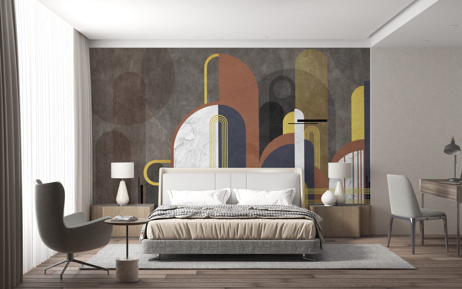 Fotobehang abstractie in de vorm van geometrische vormen