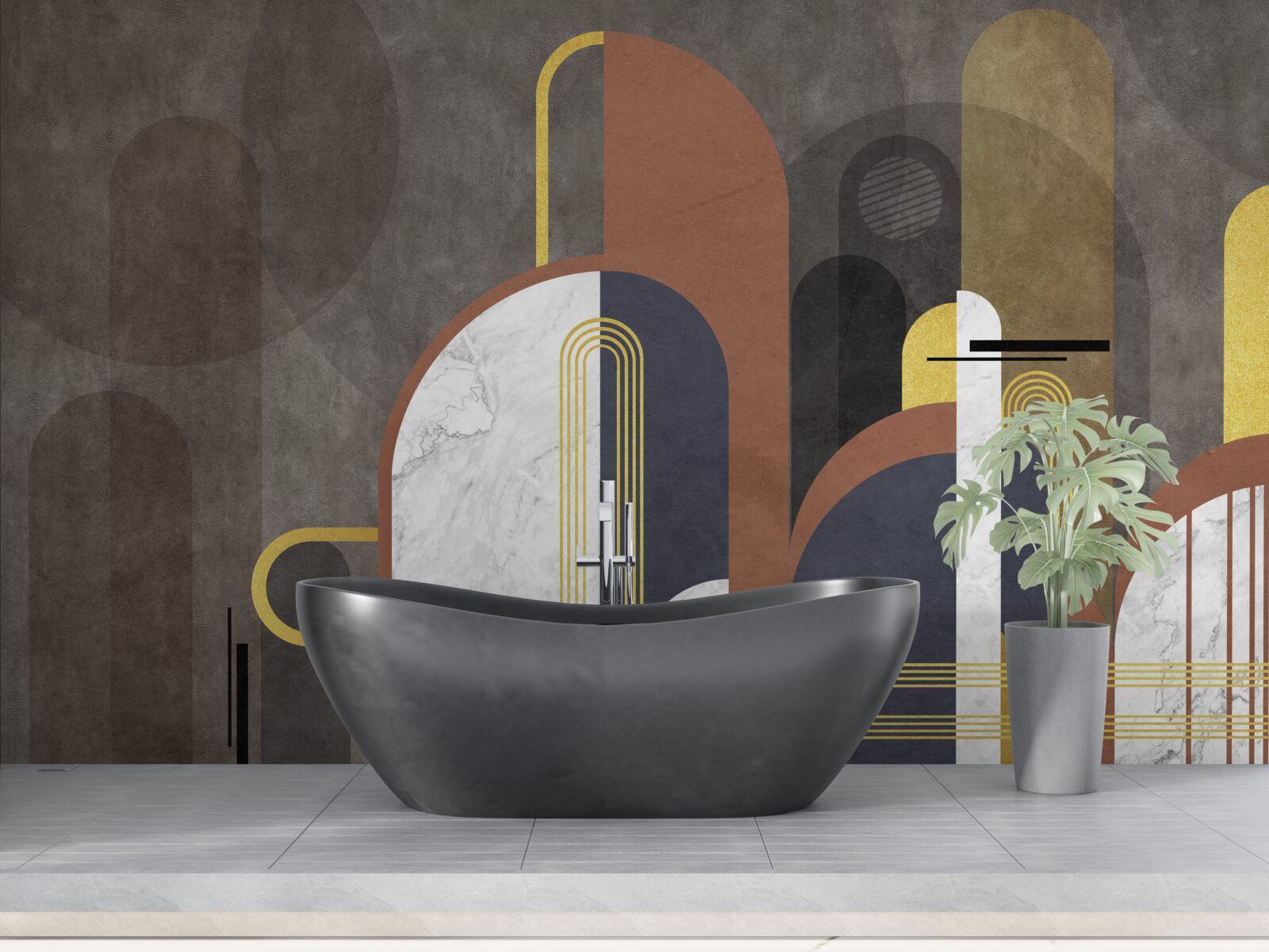 Fotobehang abstractie in de vorm van geometrische vormen