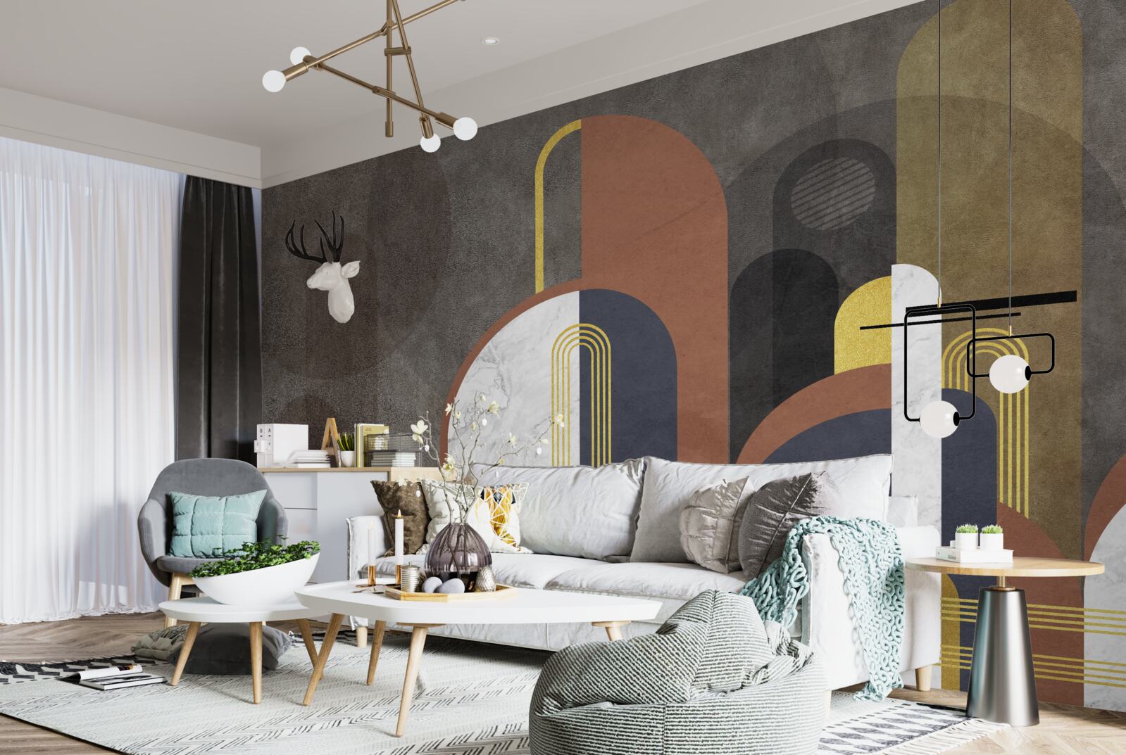 Fotobehang abstractie in de vorm van geometrische vormen