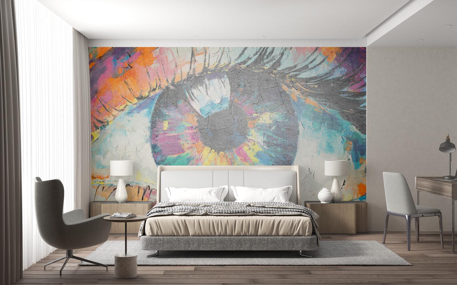 Fotobehang close-up van de pupil van het oog