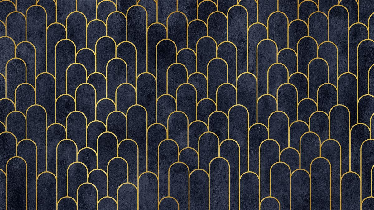 Fotobehang blauwe halfronde bronzen zuilen