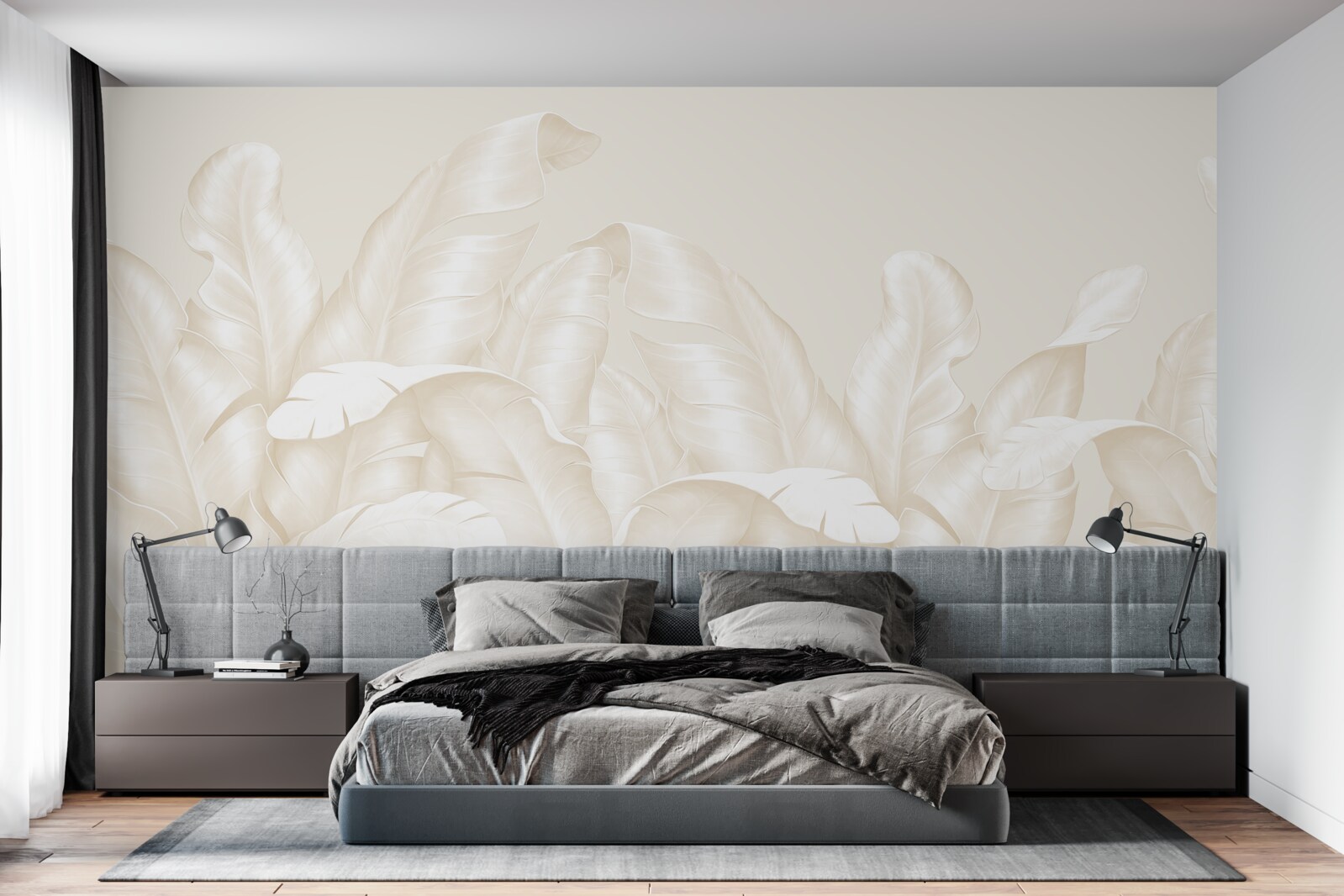 Fotobehang dichte junglebladeren met een lichte bruine tint