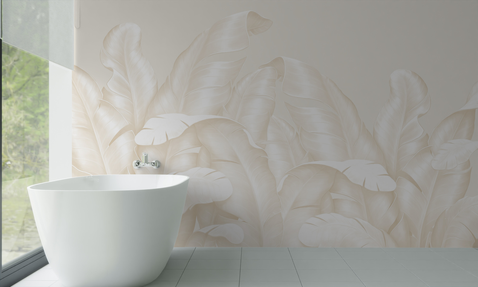 Fotobehang dichte junglebladeren met een lichte bruine tint