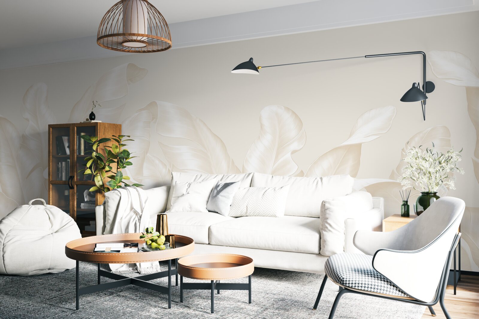 Fotobehang dichte junglebladeren met een lichte bruine tint