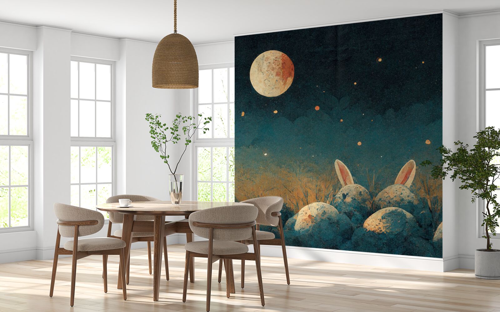 Fotobehang in de schaduwen van de nacht en het licht van de maan