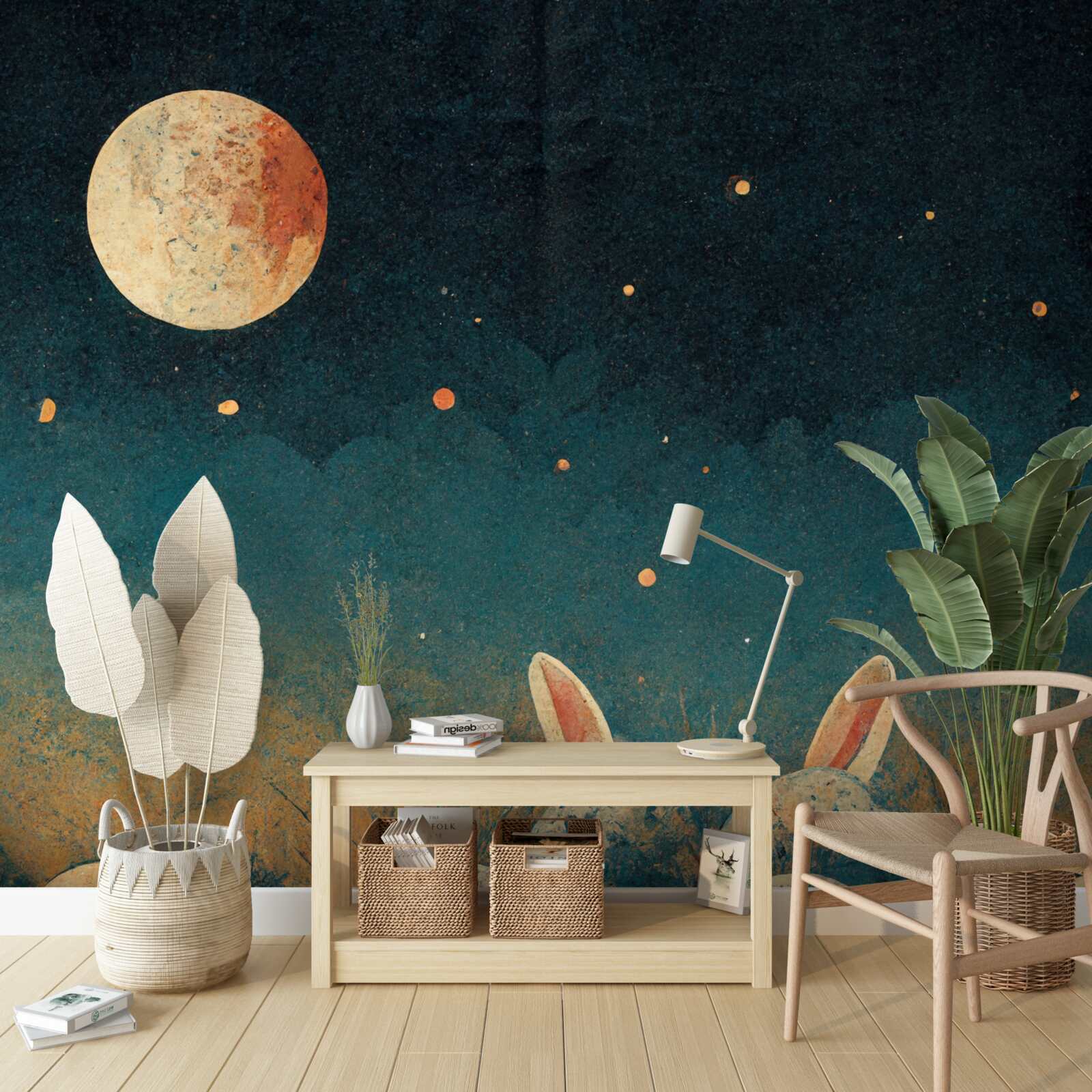 Fotobehang in de schaduwen van de nacht en het licht van de maan