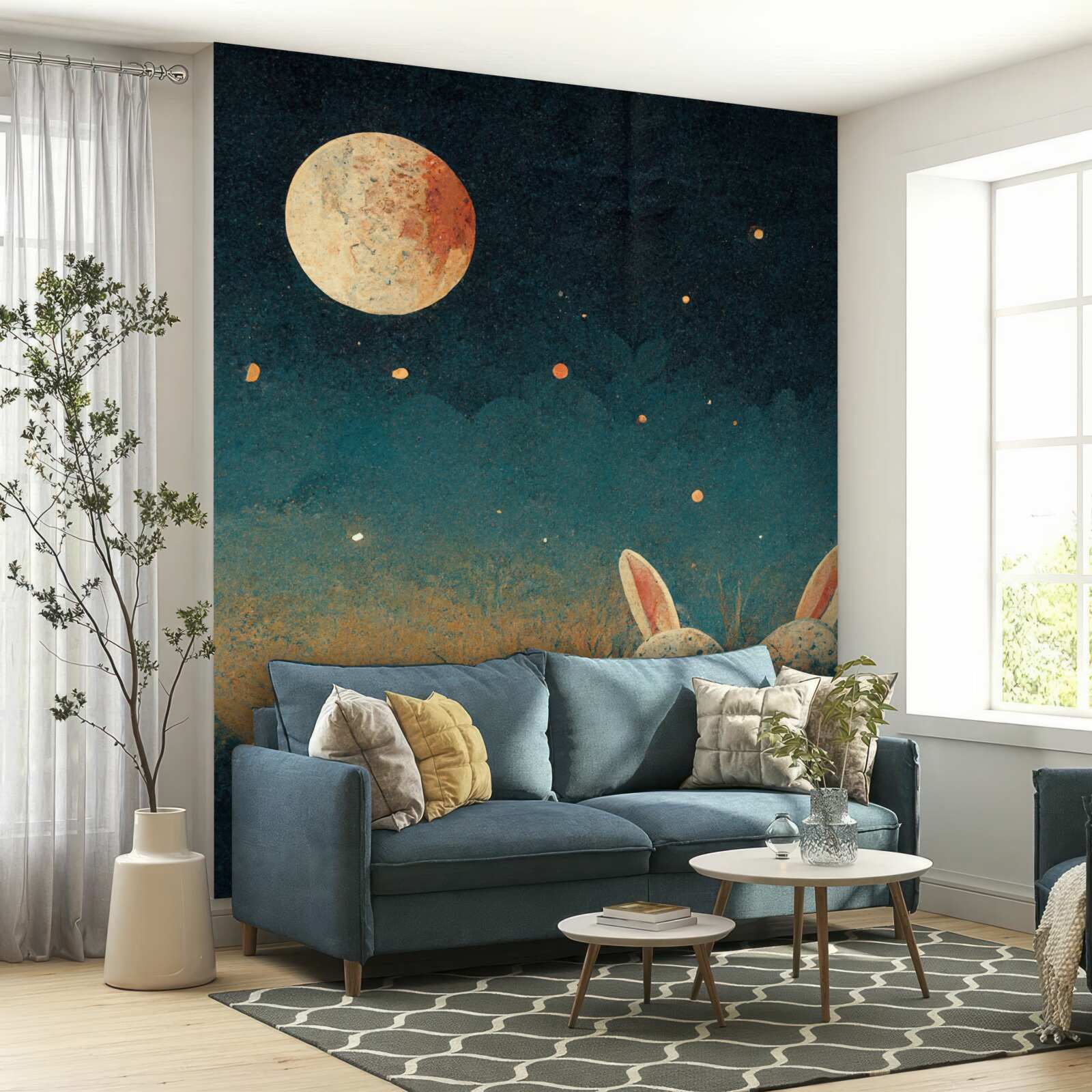 Fotobehang in de schaduwen van de nacht en het licht van de maan