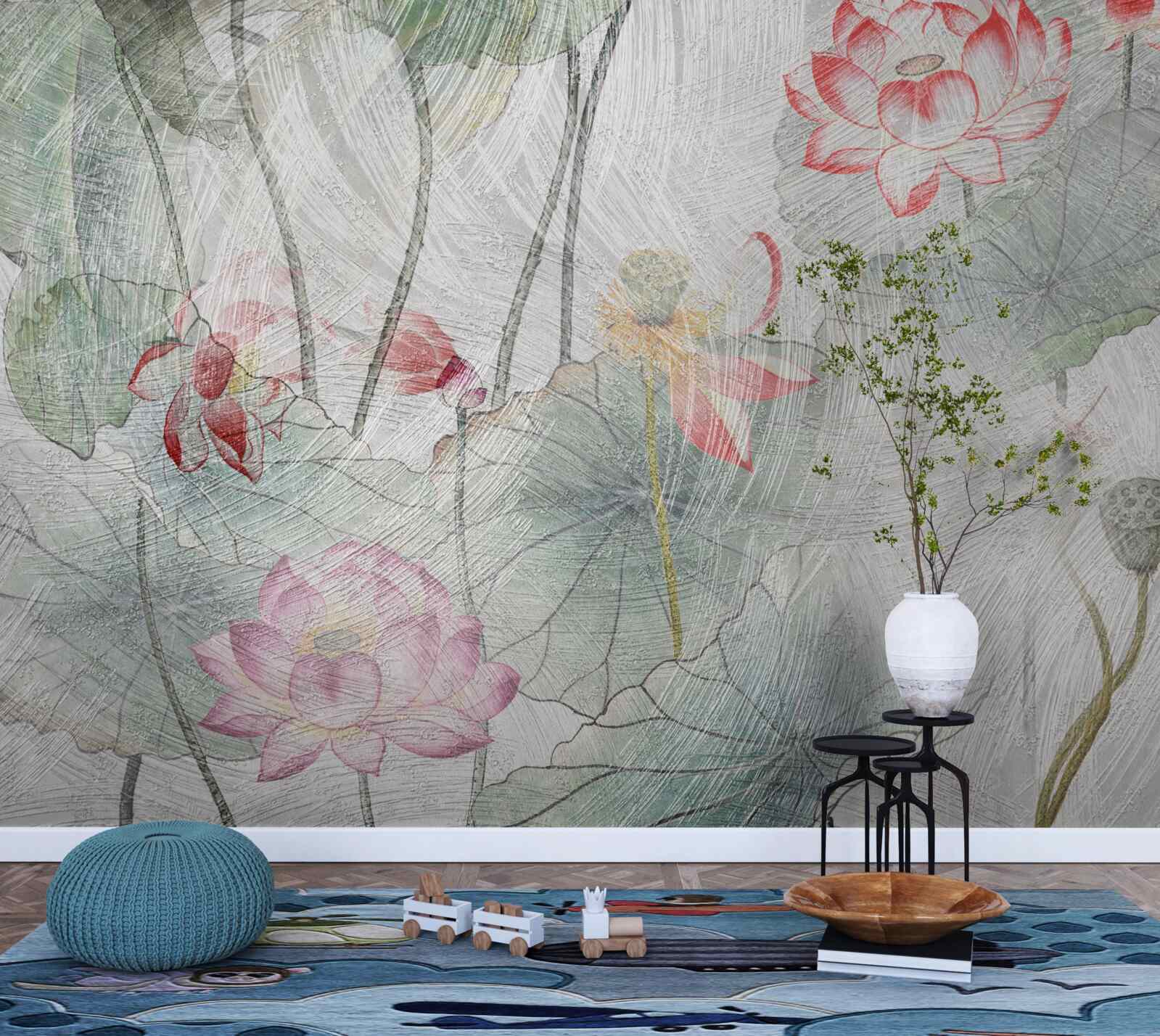 Fotobehang klaproosbloemen geschilderd in aquarel