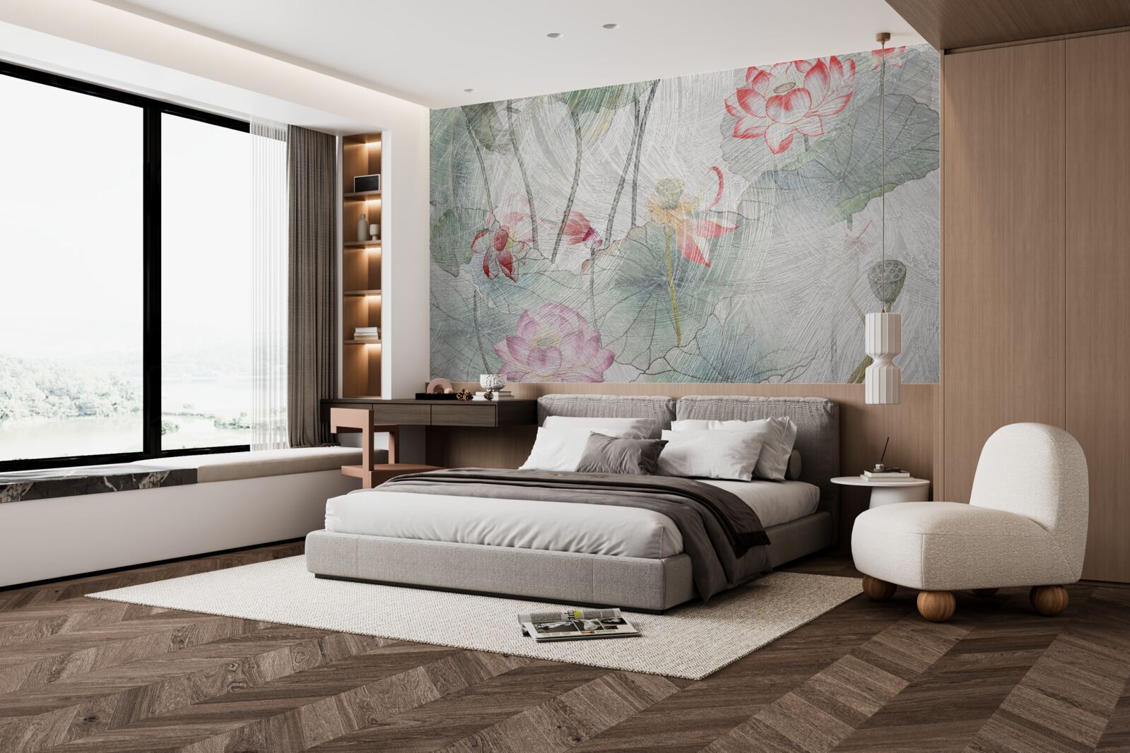 Fotobehang klaproosbloemen geschilderd in aquarel