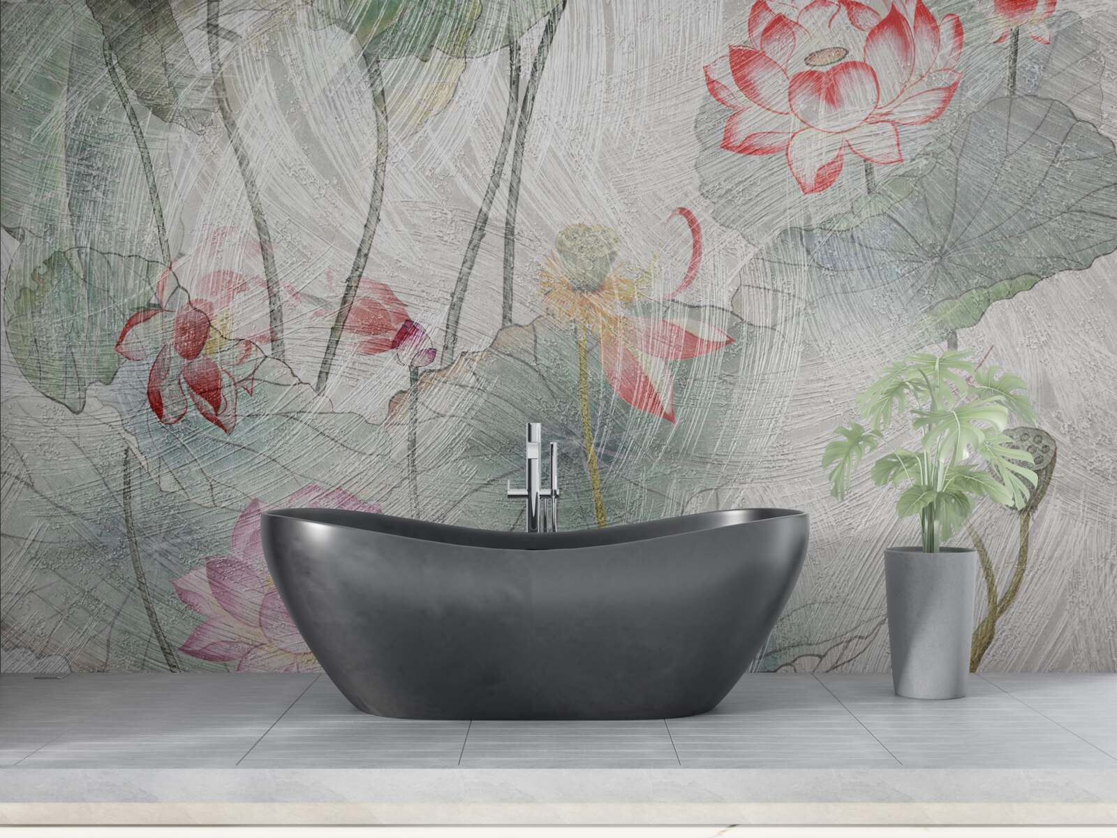 Fotobehang klaproosbloemen geschilderd in aquarel