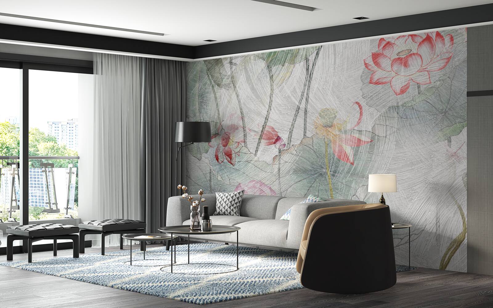 Fotobehang klaproosbloemen geschilderd in aquarel