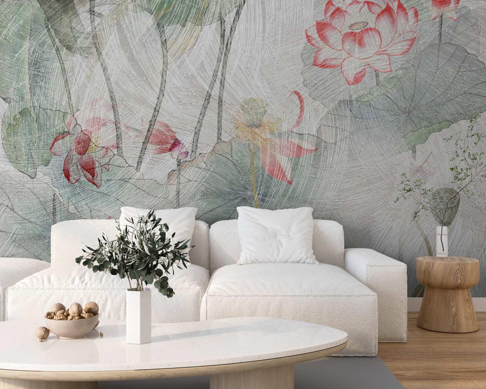 Fotobehang klaproosbloemen geschilderd in aquarel