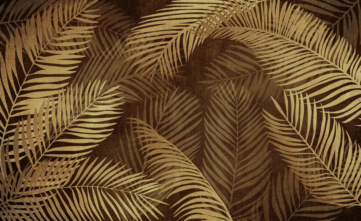 Fotobehang varenbladeren in bruin