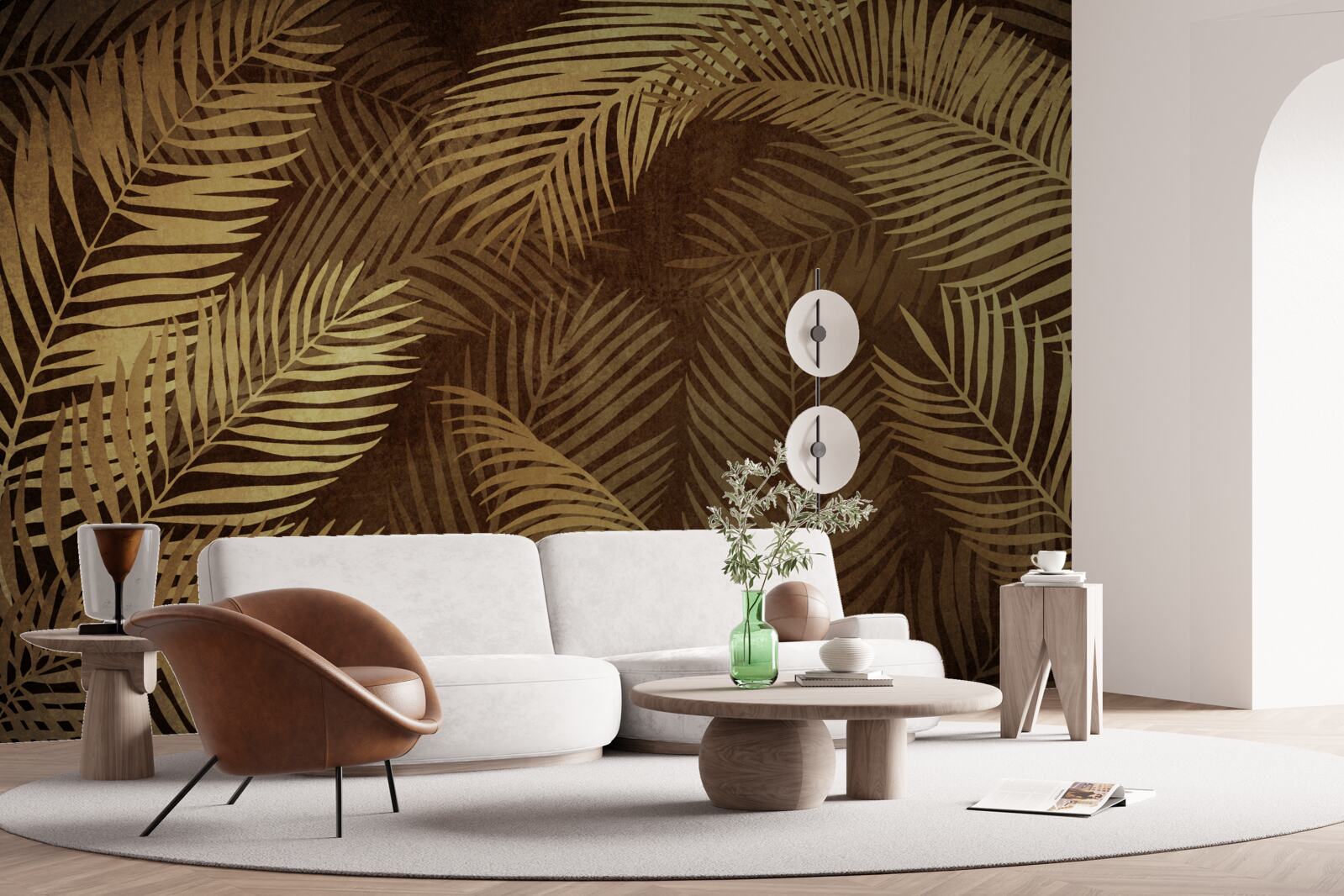 Fotobehang varenbladeren in bruin
