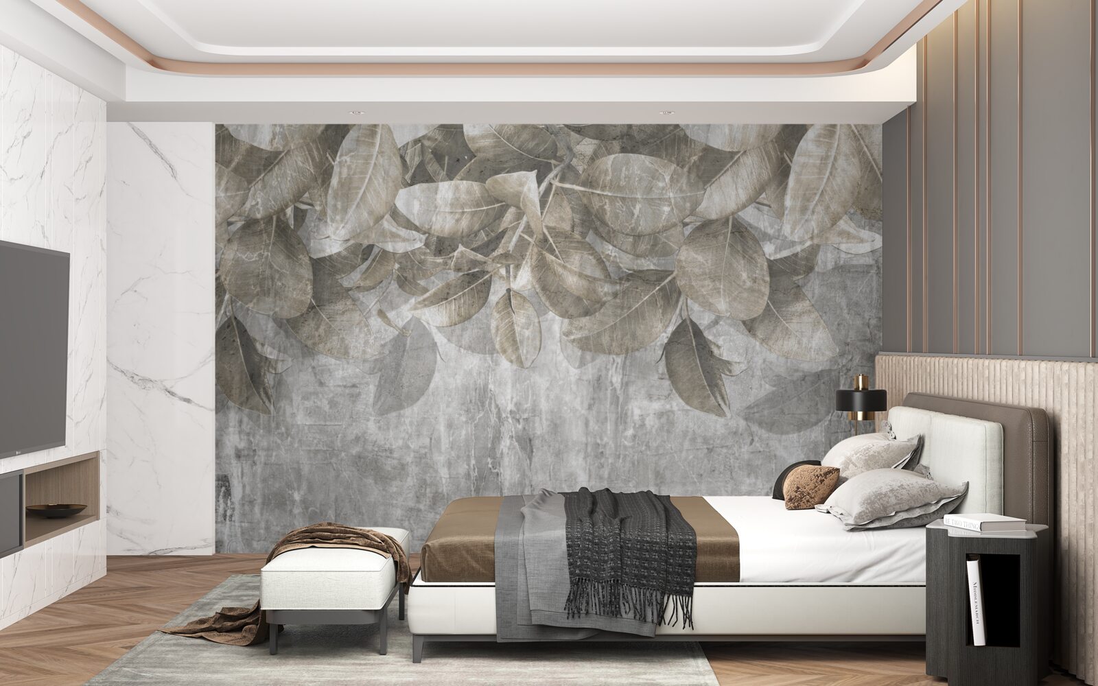 Fotobehang eucalyptusbladeren vallen op de grond