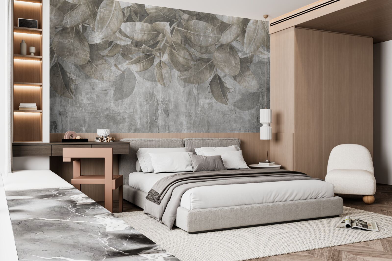 Fotobehang eucalyptusbladeren vallen op de grond