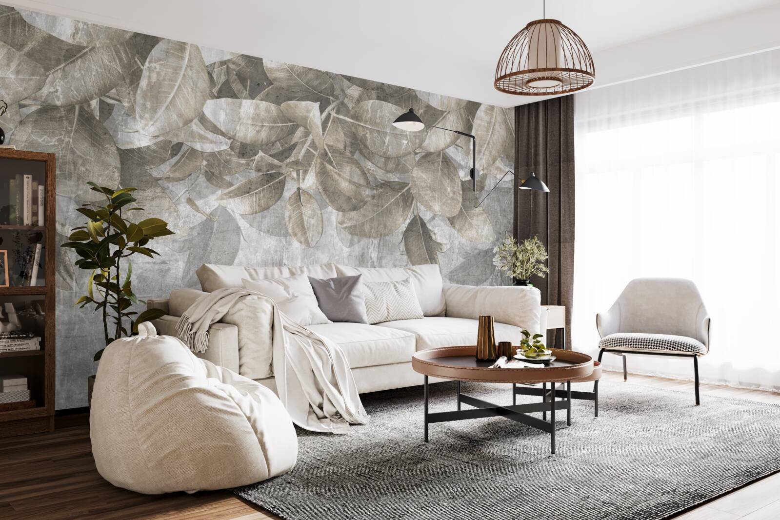 Fotobehang eucalyptusbladeren vallen op de grond