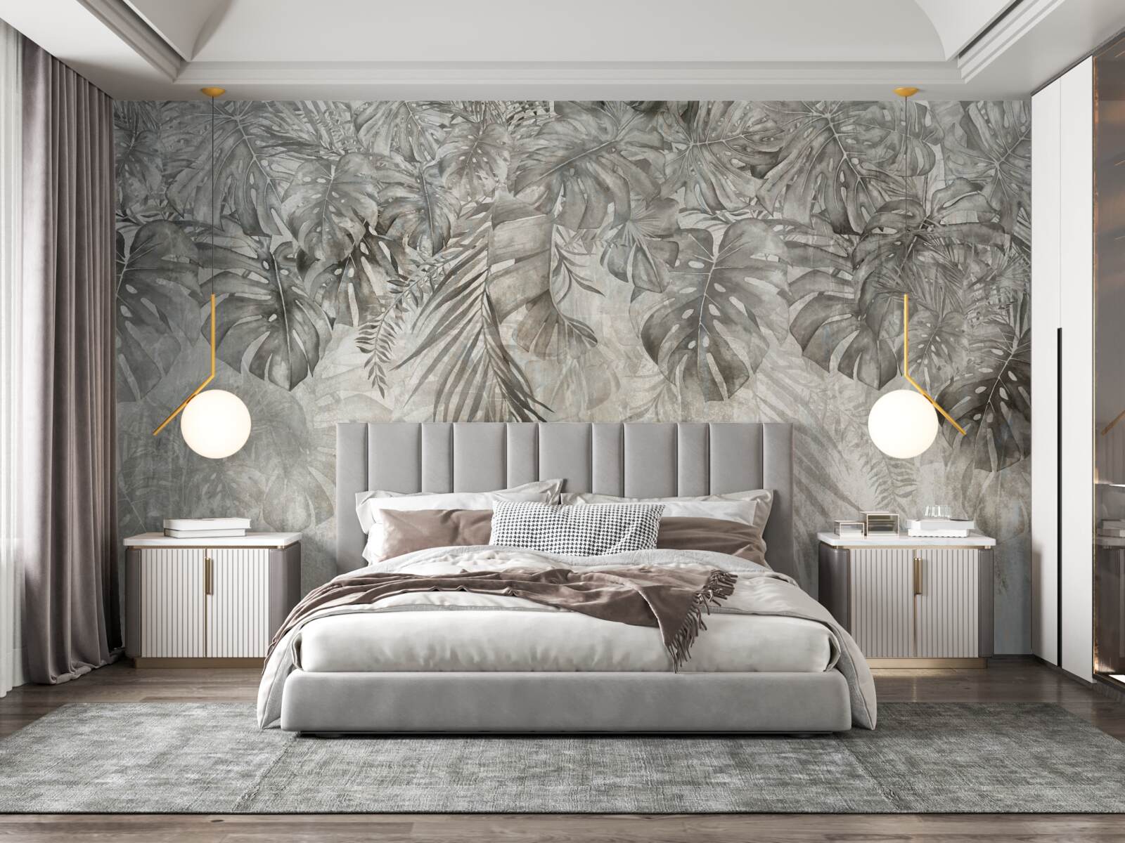 Fotobehang bladeren die door de mist van de jungle vallen