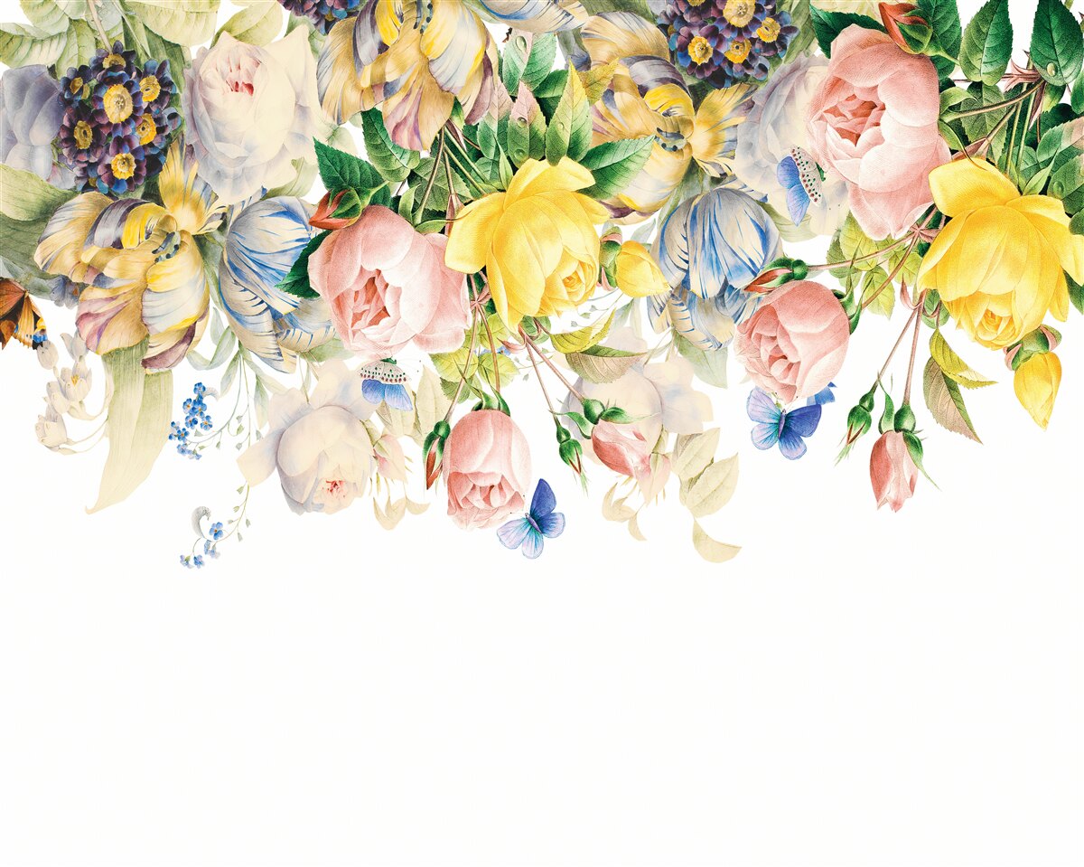 Fotobehang mooie compositie van bloemen en knoppen