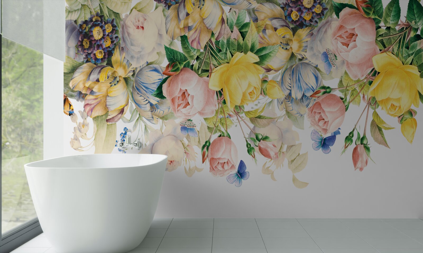 Fotobehang mooie compositie van bloemen en knoppen