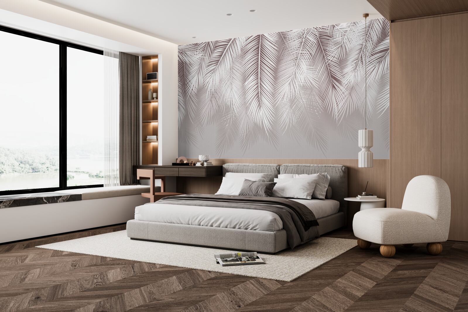 Fotobehang Sneeuwwitte veren die langzaam neerdalen