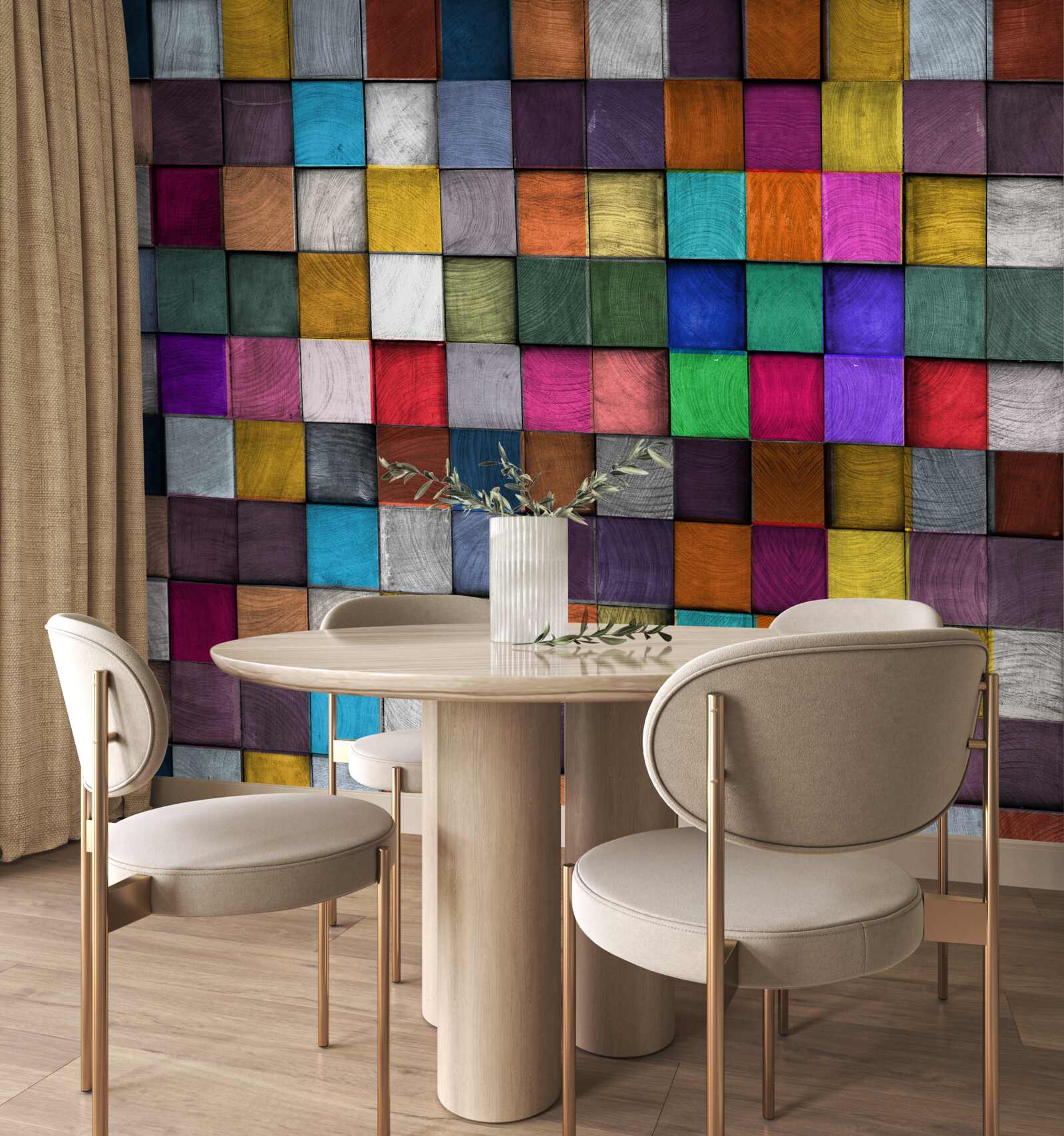 Fotobehang verzadigde veelkleurige vierkanten