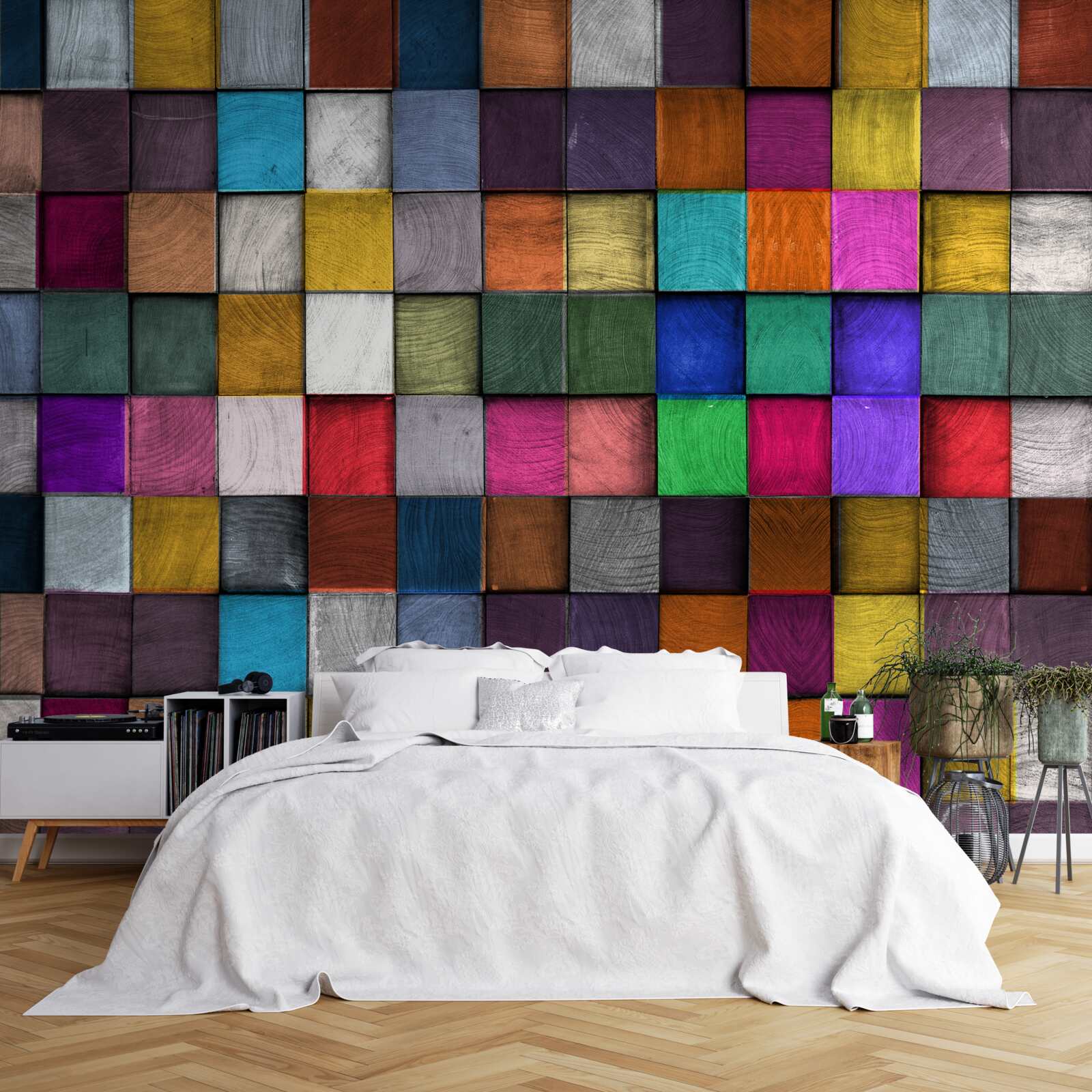 Fotobehang verzadigde veelkleurige vierkanten