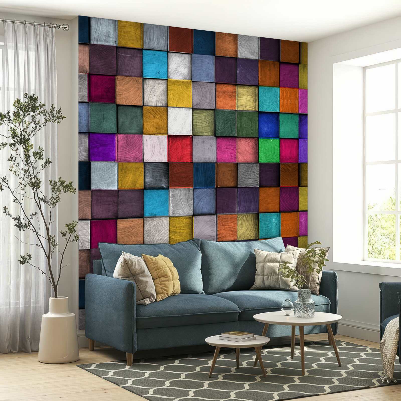 Fotobehang verzadigde veelkleurige vierkanten