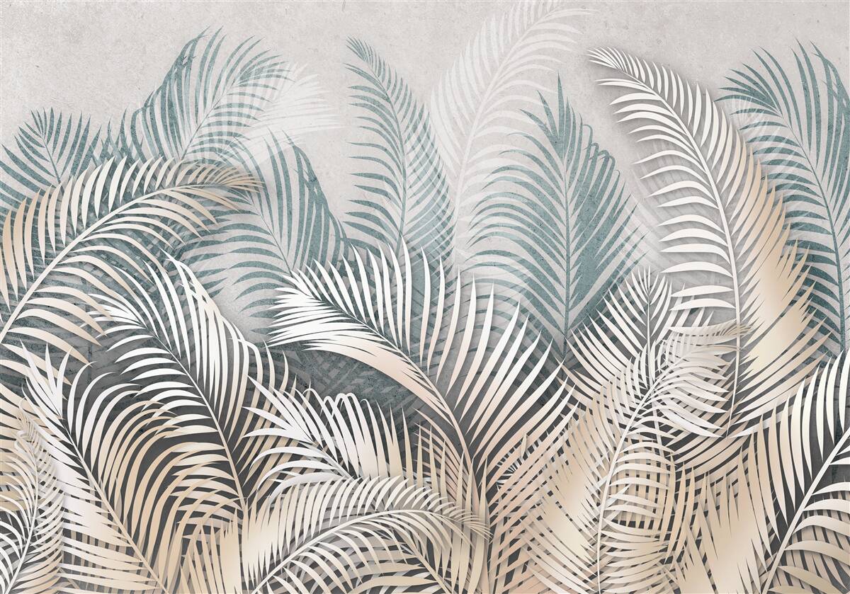 Fotobehang varenbladeren in bruin- en groentinten