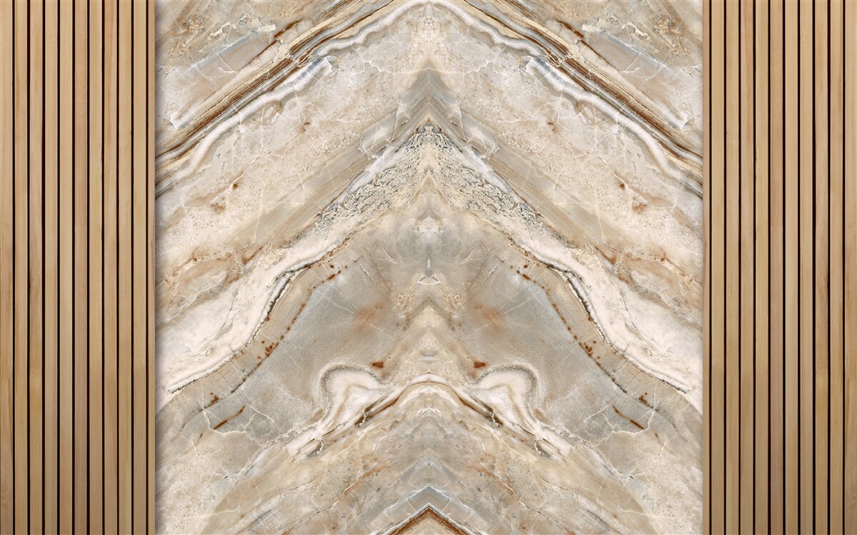 Fotobehang verticaal hout met licht marmer