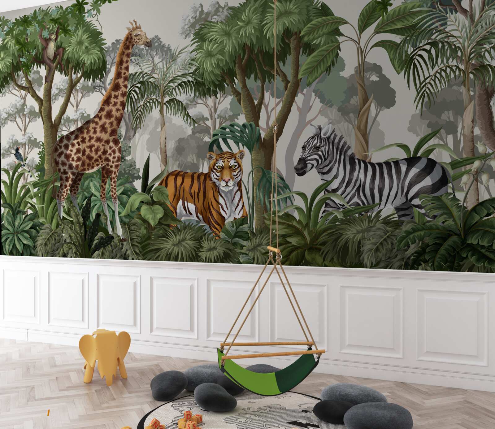 Fotobehang dieren van afrika in een bosomgeving