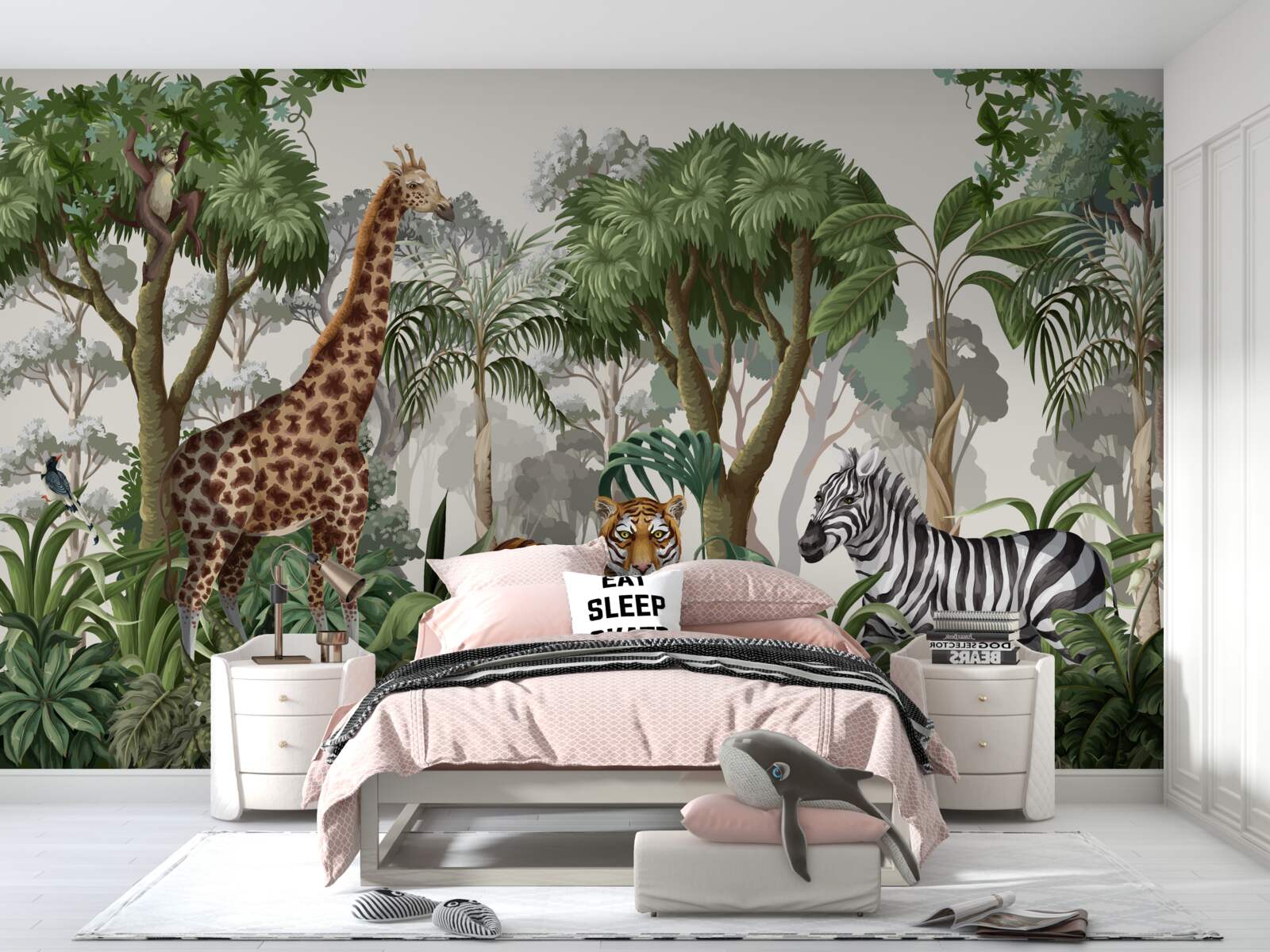 Fotobehang dieren van afrika in een bosomgeving