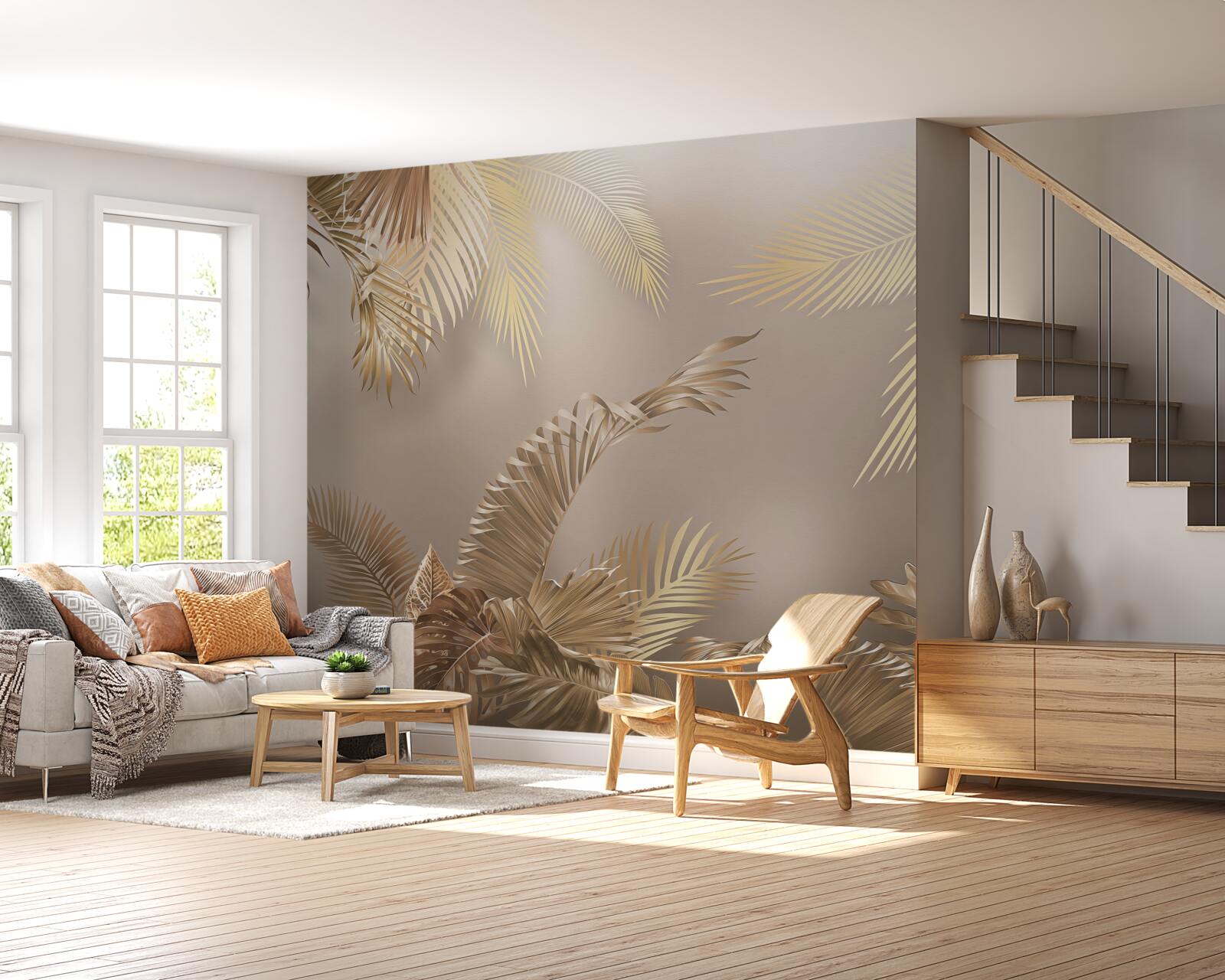 Fotobehang grote varenbladeren