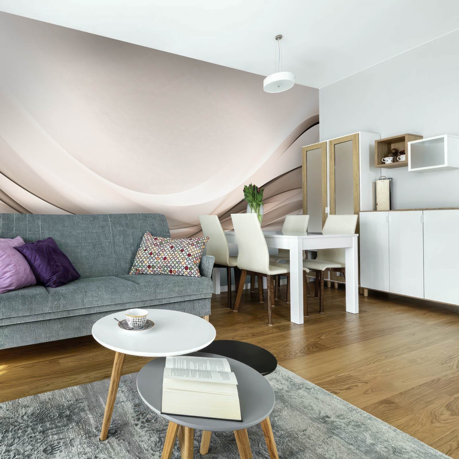 Fotobehang vloeiende zijden rondingen