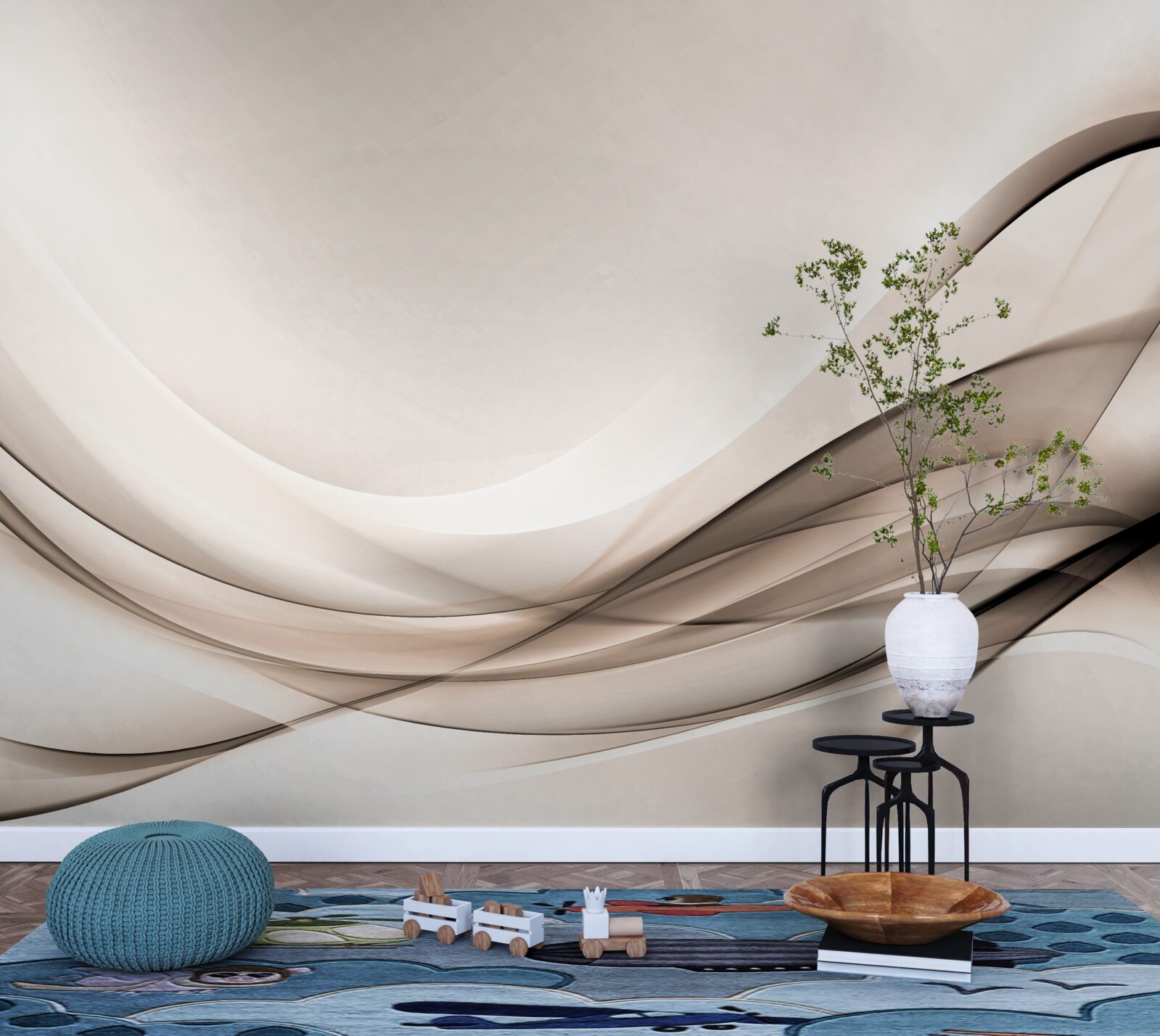 Fotobehang vloeiende zijden rondingen