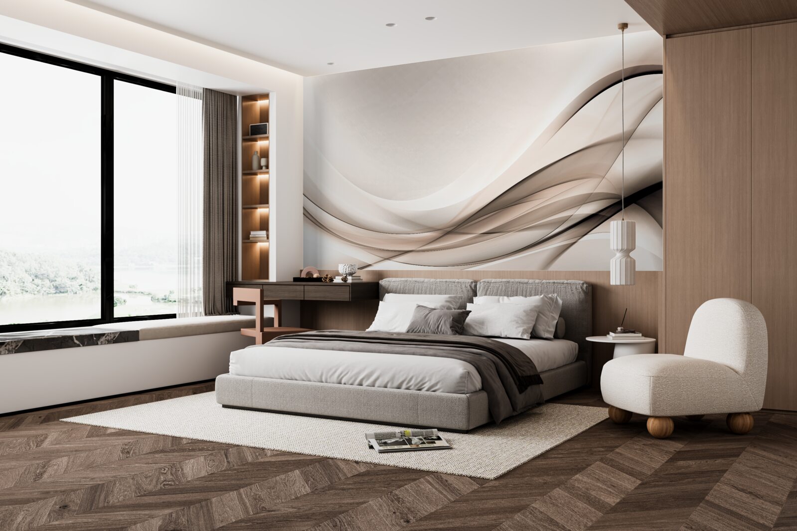 Fotobehang vloeiende zijden rondingen