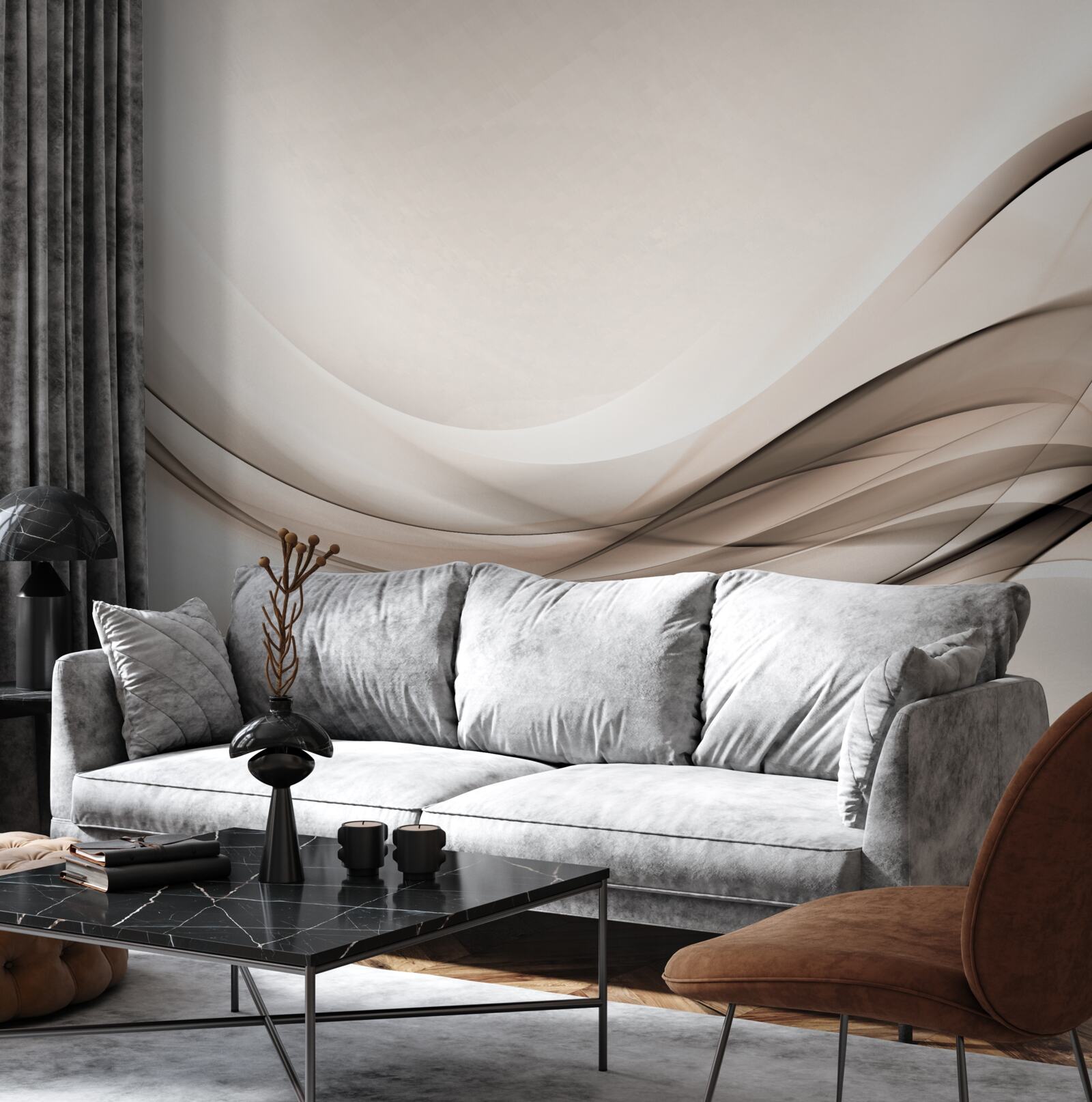 Fotobehang vloeiende zijden rondingen